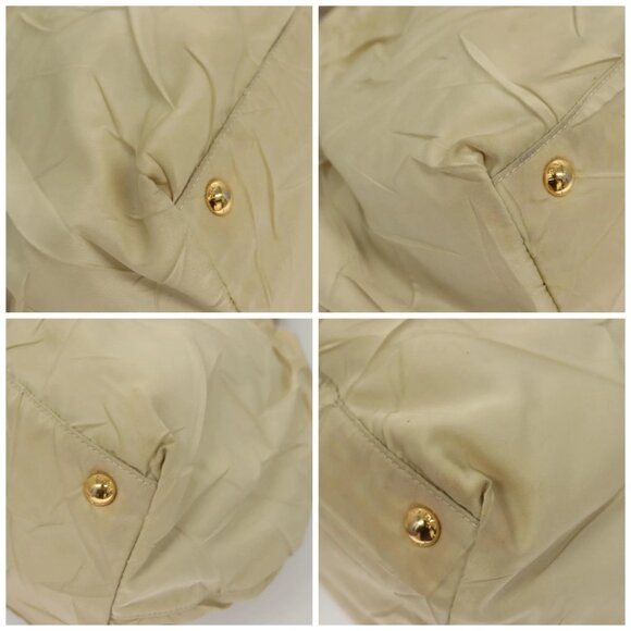 PRADA Hand Bag Nylon Beige Gold Auth 129942 - Picture 14 of 16